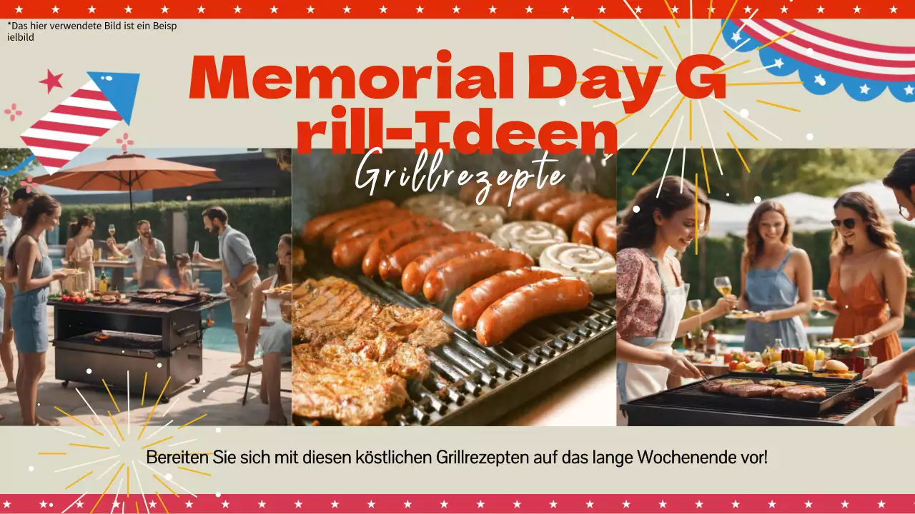 Beige und Rot Kitschige Memorial Day BBQ-Rezepte
