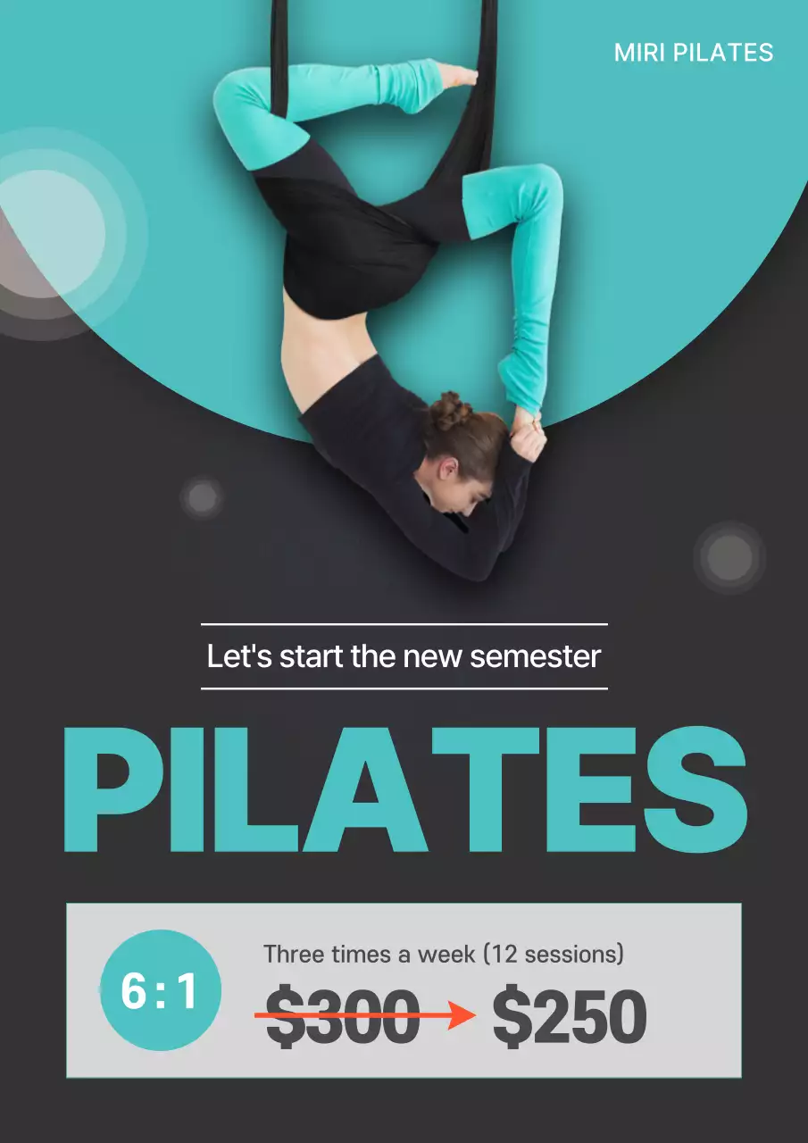 Teal Modern Pilates Promotion Poster