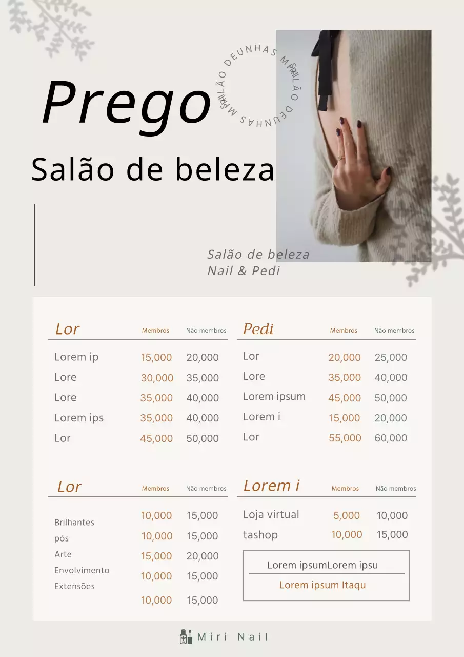 Promover o salão de unhas moderno da Ivory
