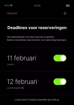 Een eenvoudige zwarte en limoengroene boekingsaankondiging