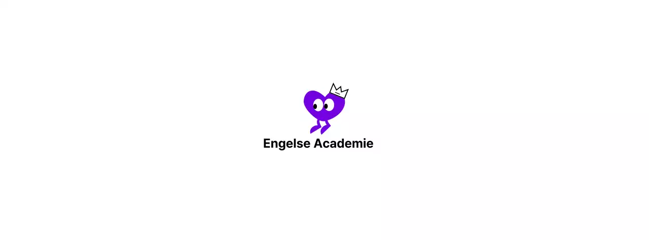 English Academy met een schattig concept met paarse hartkarakters