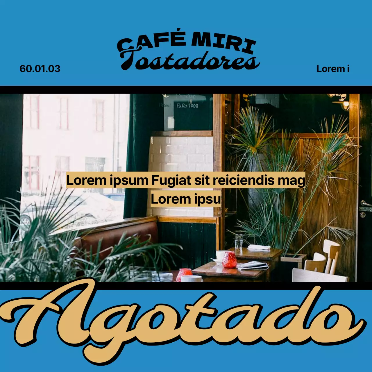 Promover una cafetería de inspiración vintage en amarillo y rojo