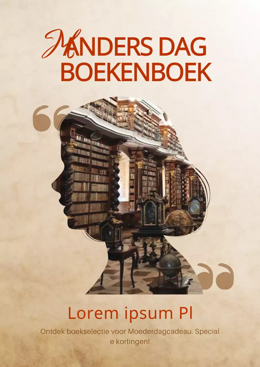 Beige en rood klassiek Moederdag boekenbeurs promotiemateriaal