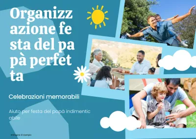 Attraente pubblicità per eventi all'aperto per la festa del papà in blu e giallo