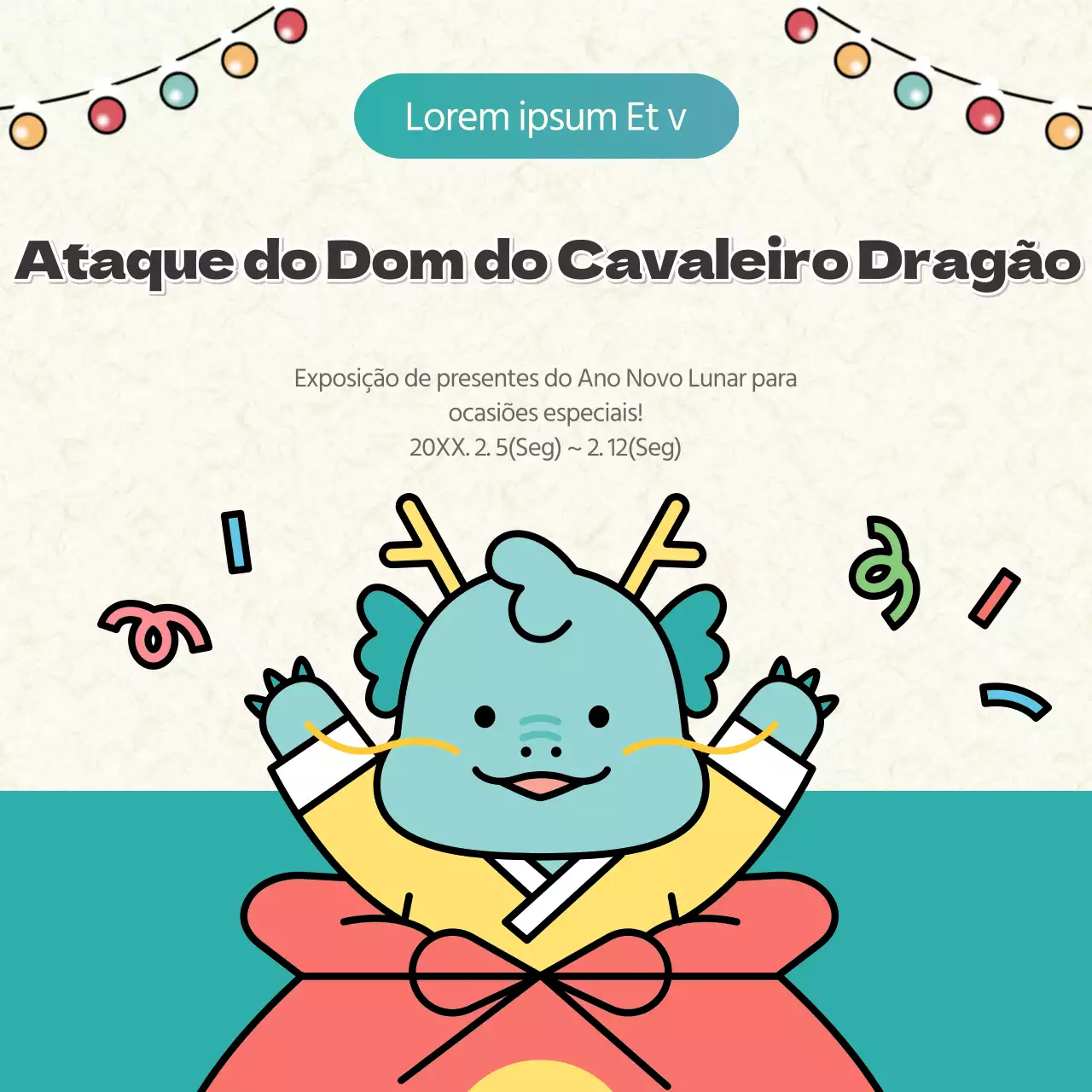 Folheto de oferta de Ano Novo Chinês verde e vermelho