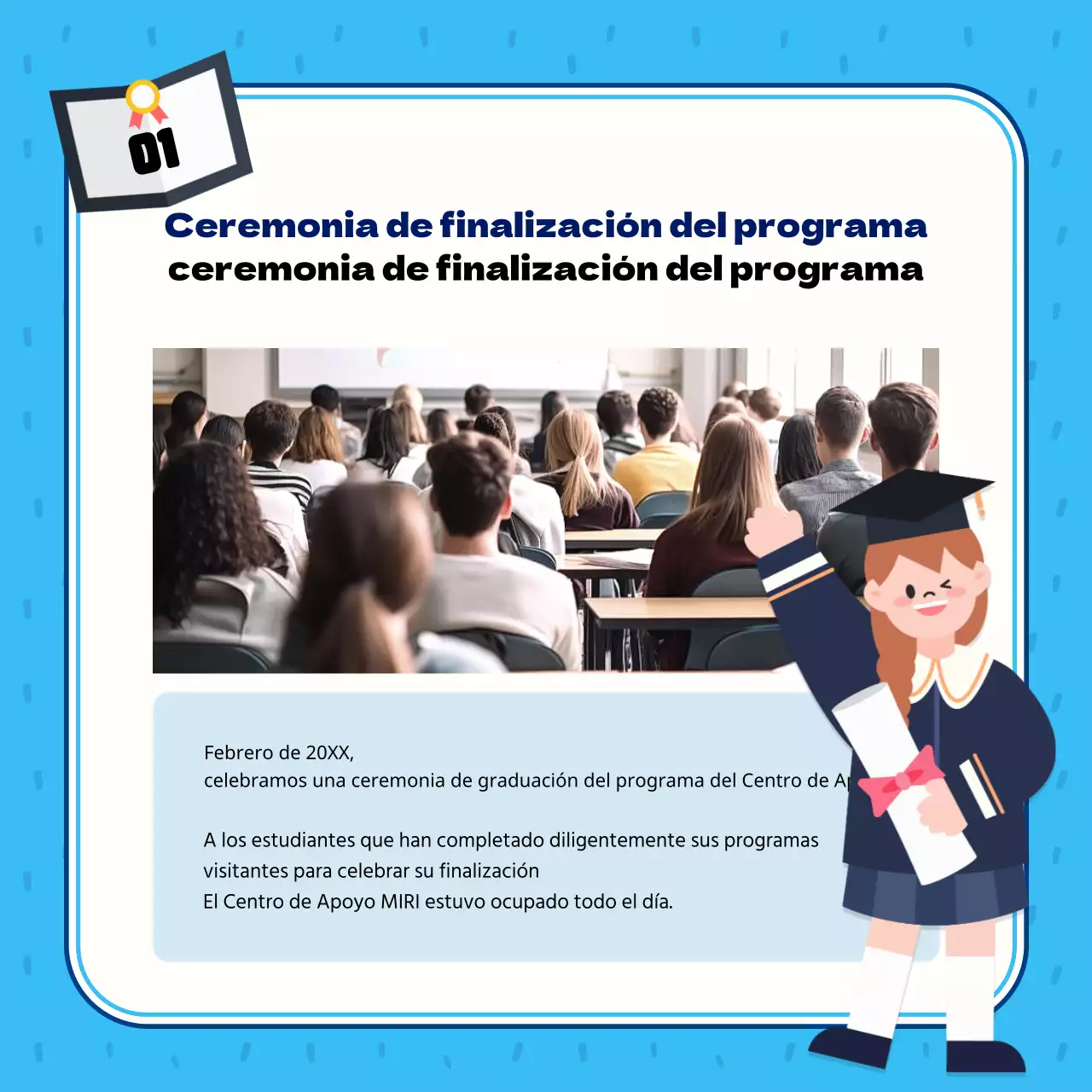 Poste de remate central azul y azul claro