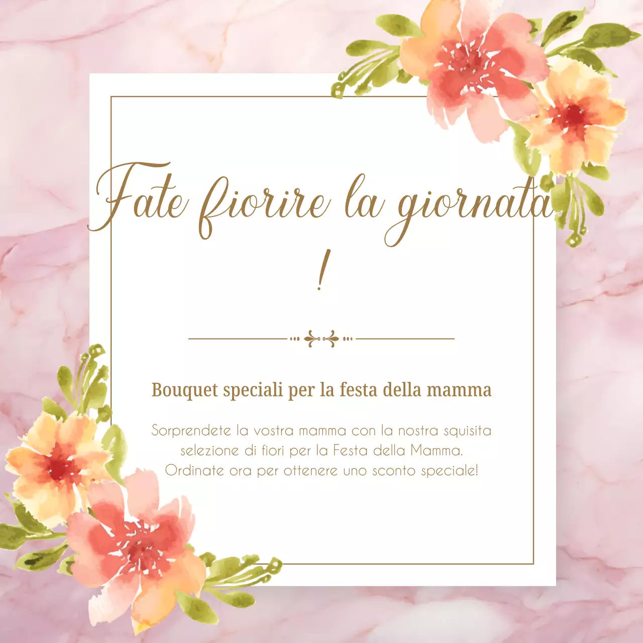 Rosa e verde, eleganti fiori per la festa della mamma Pubblicità dell'evento