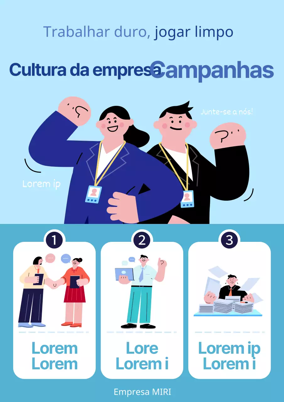 Sobre a nossa campanha de cultura empresarial azul e azul claro