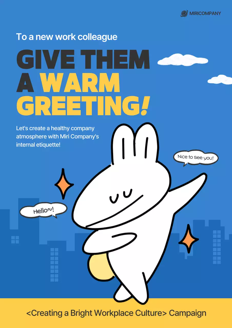 Blue Animation Workplace Campaign Poster