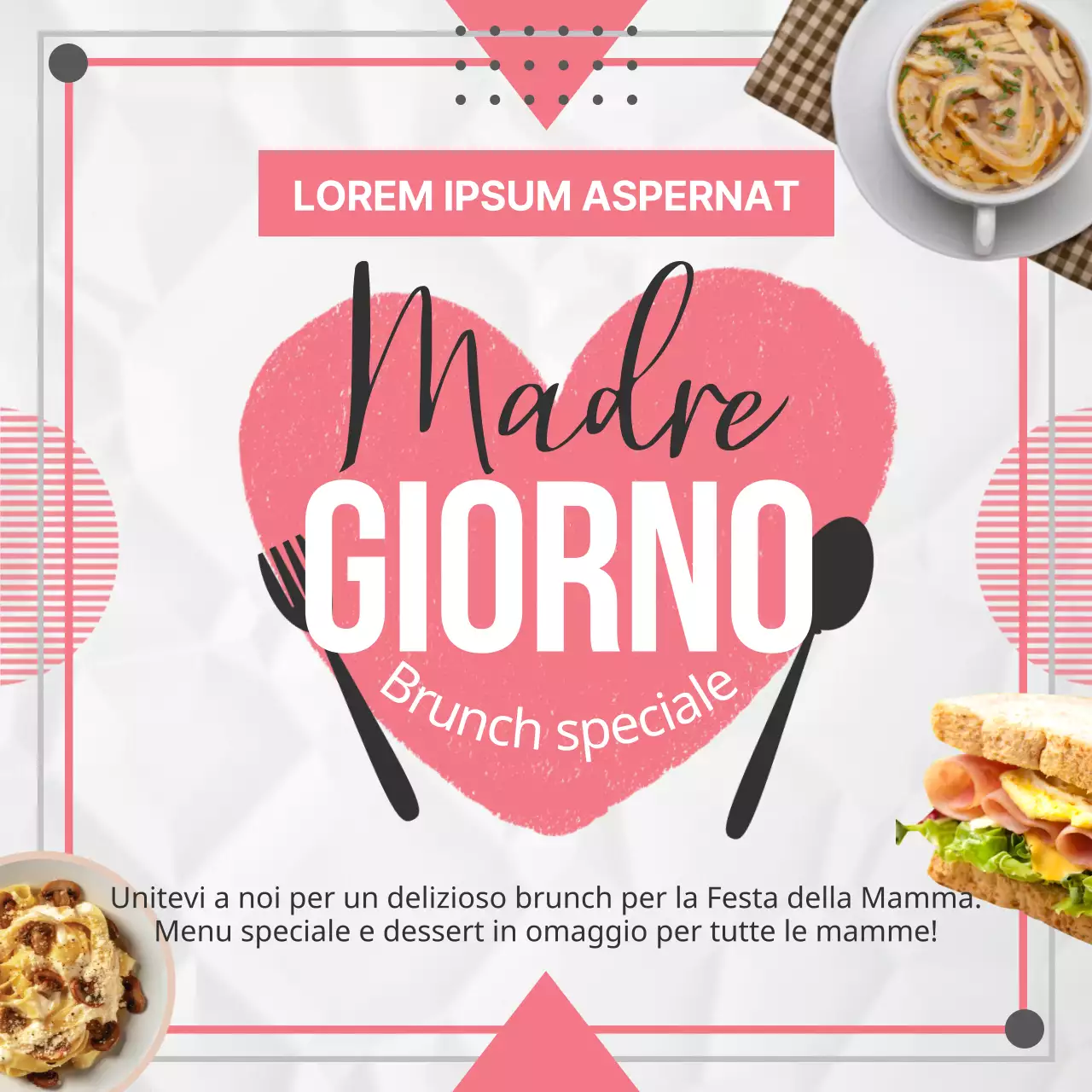 Evento di tendenza per il brunch della festa della mamma in bianco e rosa Pubblicità
