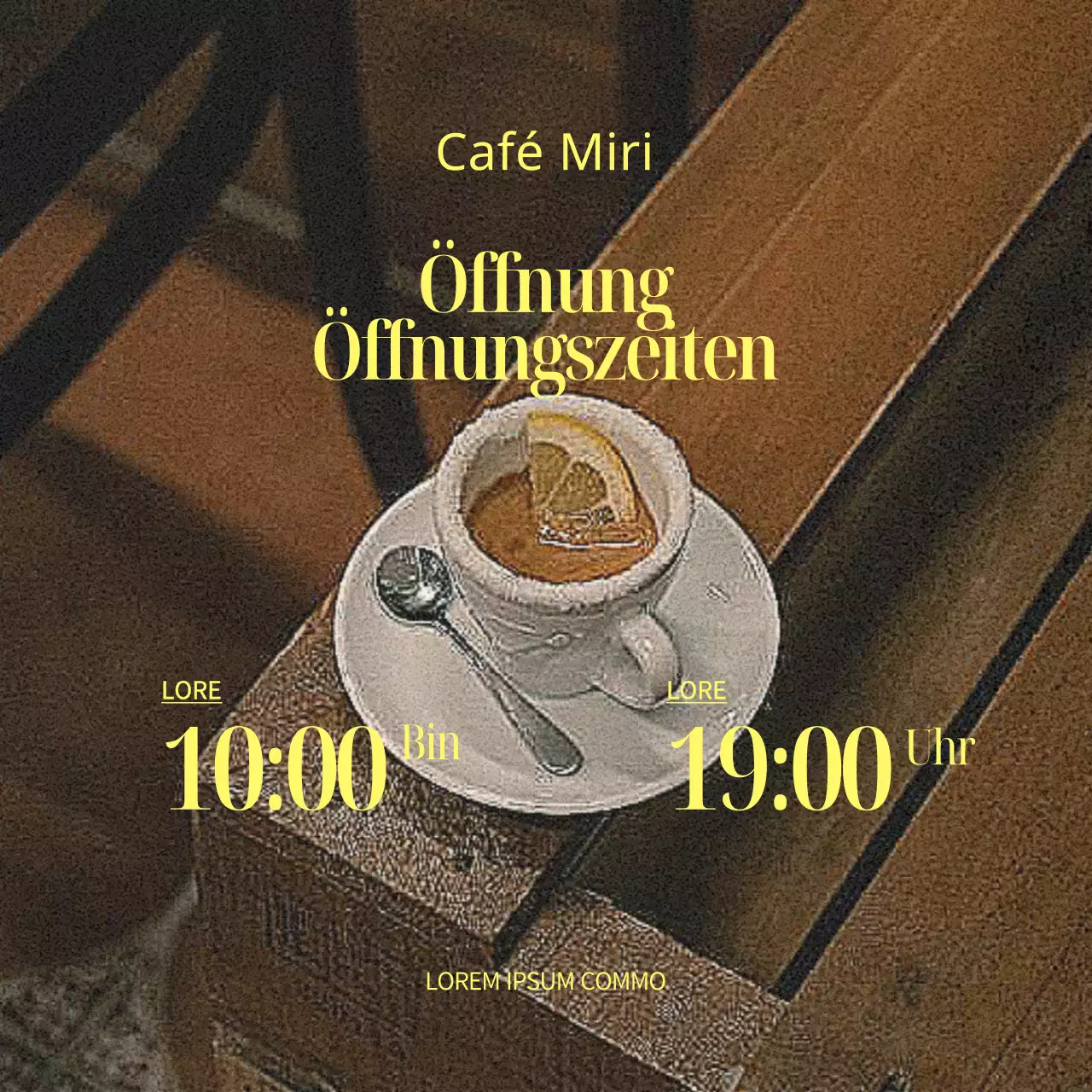 Designpost für einen trendigen Cafébesitzer in Gelb und Schwarz