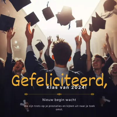 Gouden en zwarte felicitatiekaart voor afstuderen