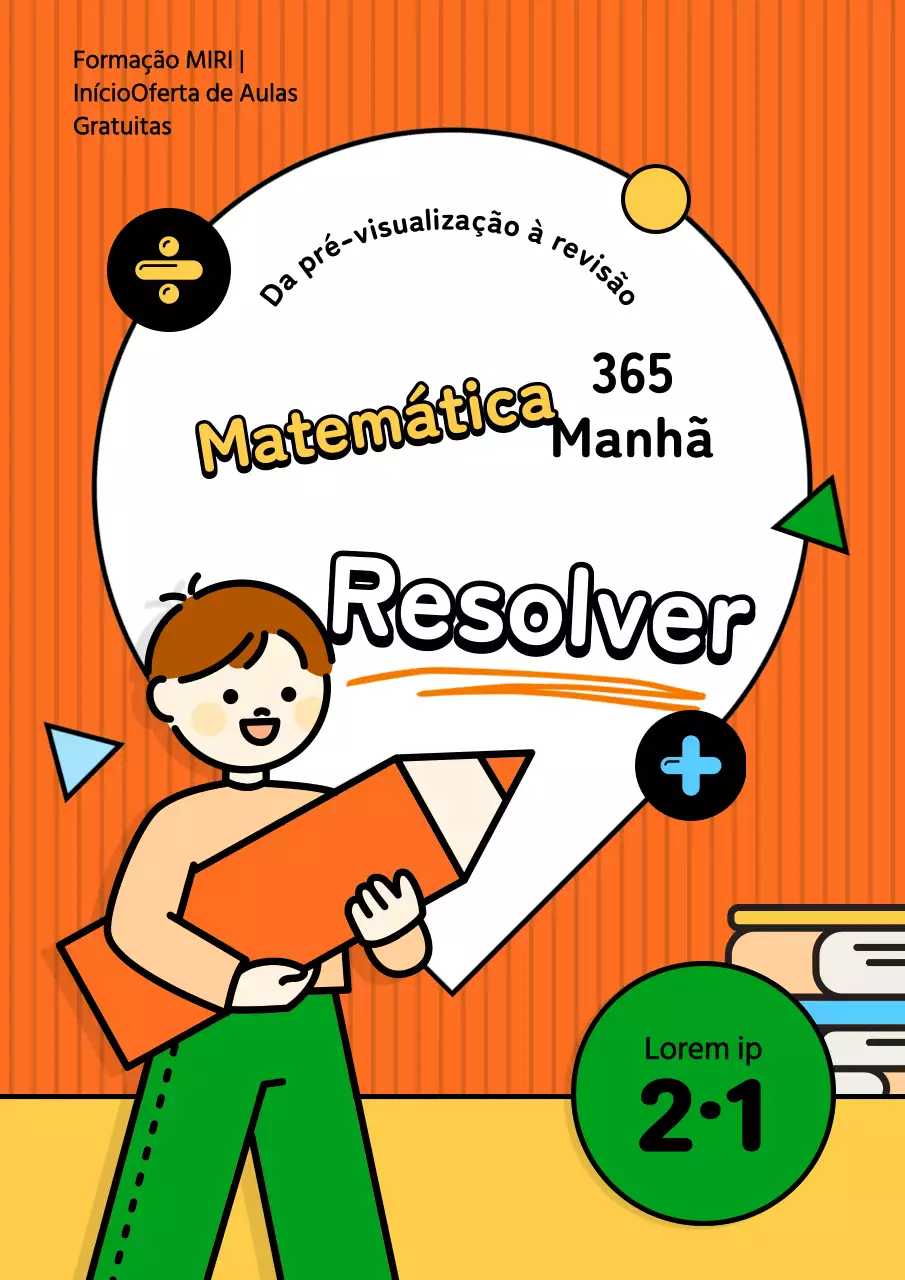 Um belo livro de matemática laranja e verde para a escola primária