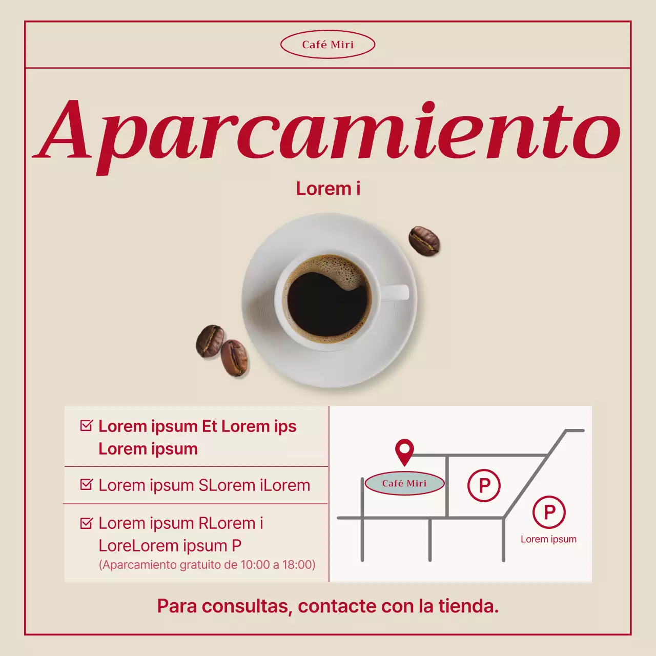 Anuncio Vintage Cafe en menta y rojo