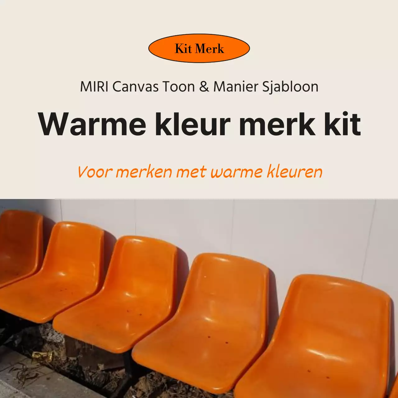 Minimalistische kitreclame voor meubelzaak in oranje en zwart