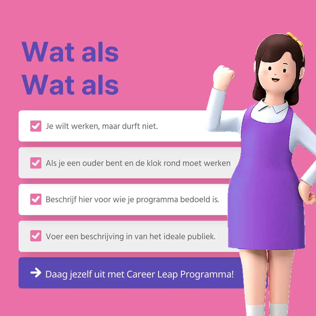 De roze en paarse trend van carrièreprogramma's voor vrouwen promoten