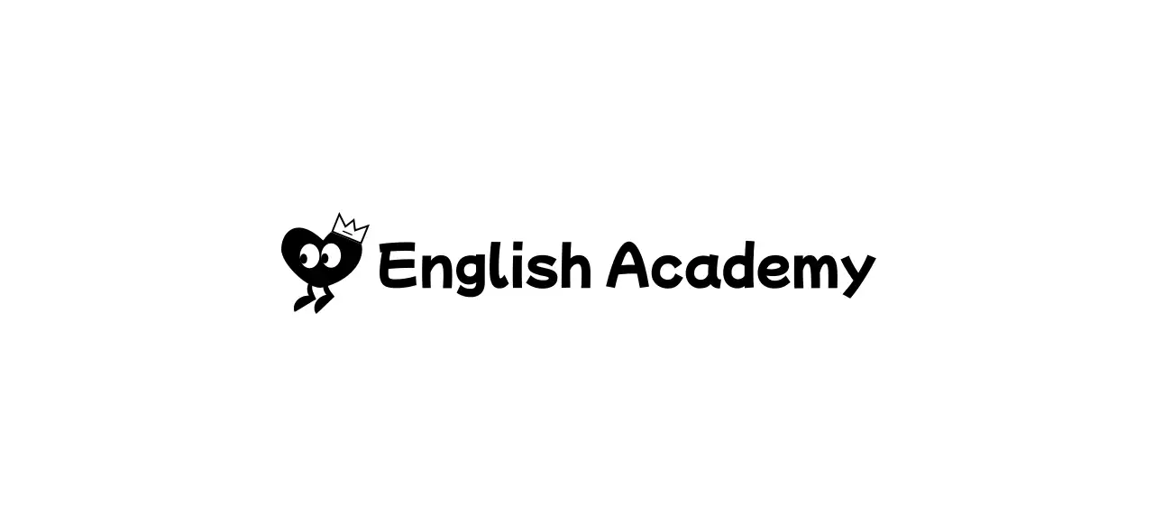 English Academy with a cute concept featuring heart characters