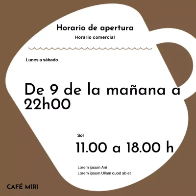 Un simple aviso marrón sobre el horario de atención al público