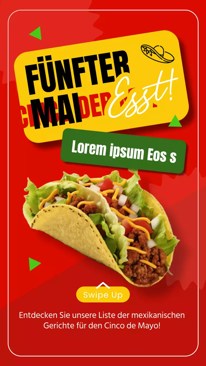 Rote und gelbe fette Cinco de Mayo-Essen Werbung