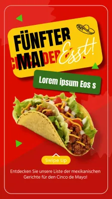 Rote und gelbe fette Cinco de Mayo-Essen Werbung
