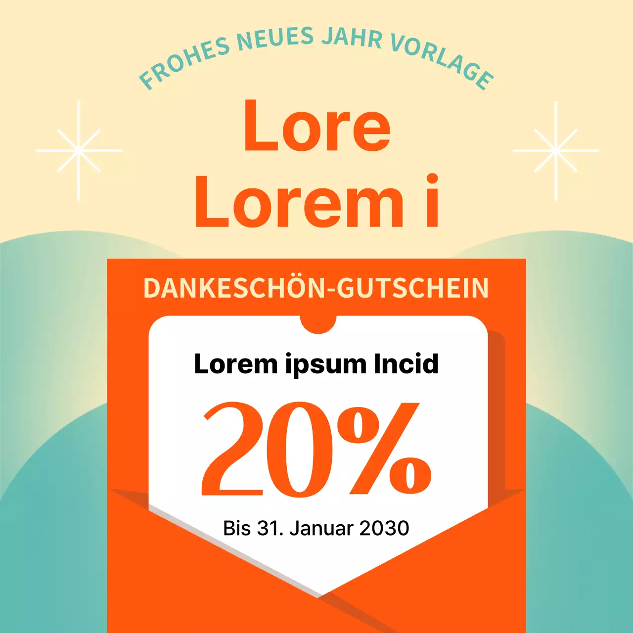 Werben Sie für eine orientalische Urlaubsvorlage in Orange und Minze