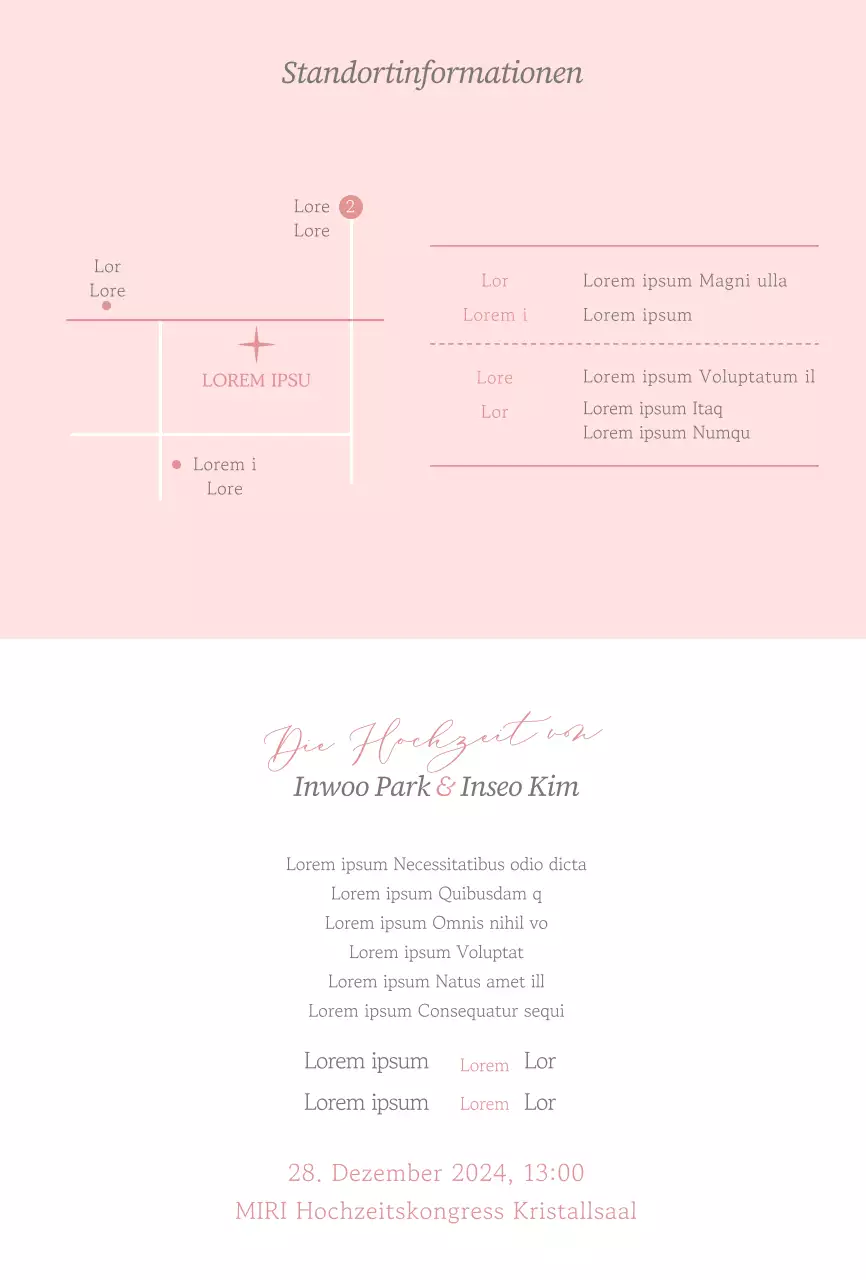 Elegante Einladung mit rosa Ton-in-Ton-Kursivschrift