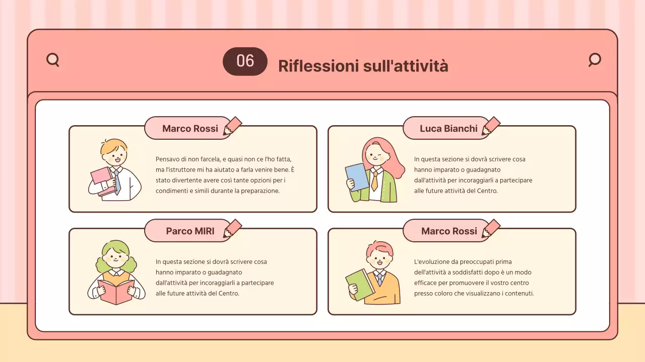 Posta di raccolta delle attività in classe del Centro rosa e giallo