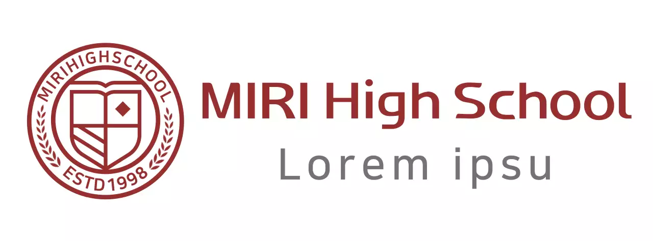 High school logo in the form of a burgundy circle education symbol