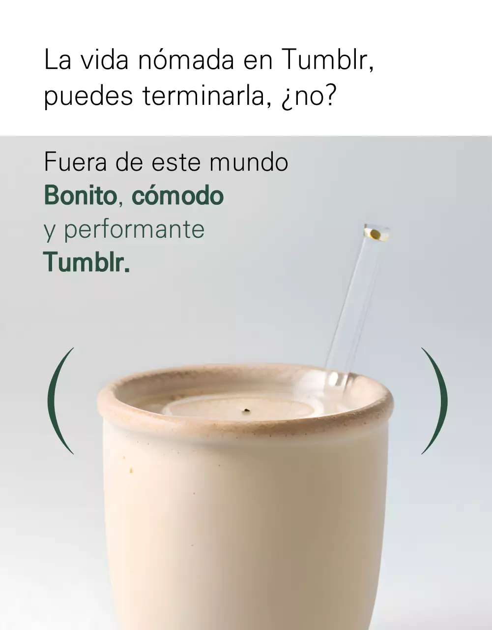 Un anuncio Tumblr minimalista en blanco y verde