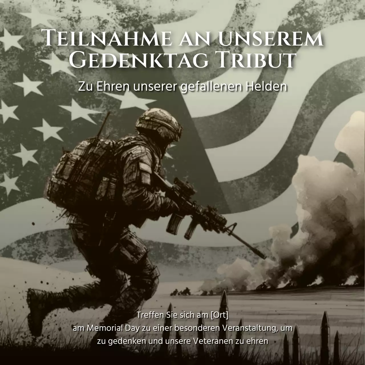 Schwarz und weiß Vintage Memorial Day Tribute Hinweis