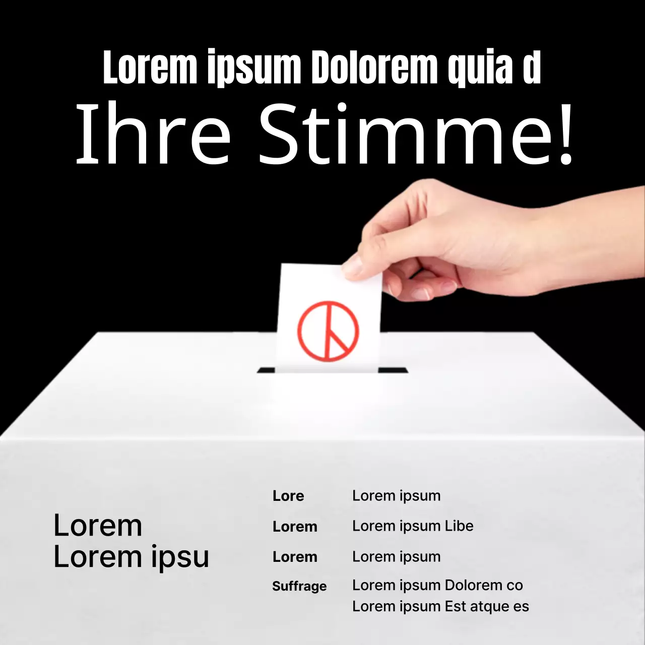 Einfache schwarz-weiße Anzeige zur Stimmabgabe