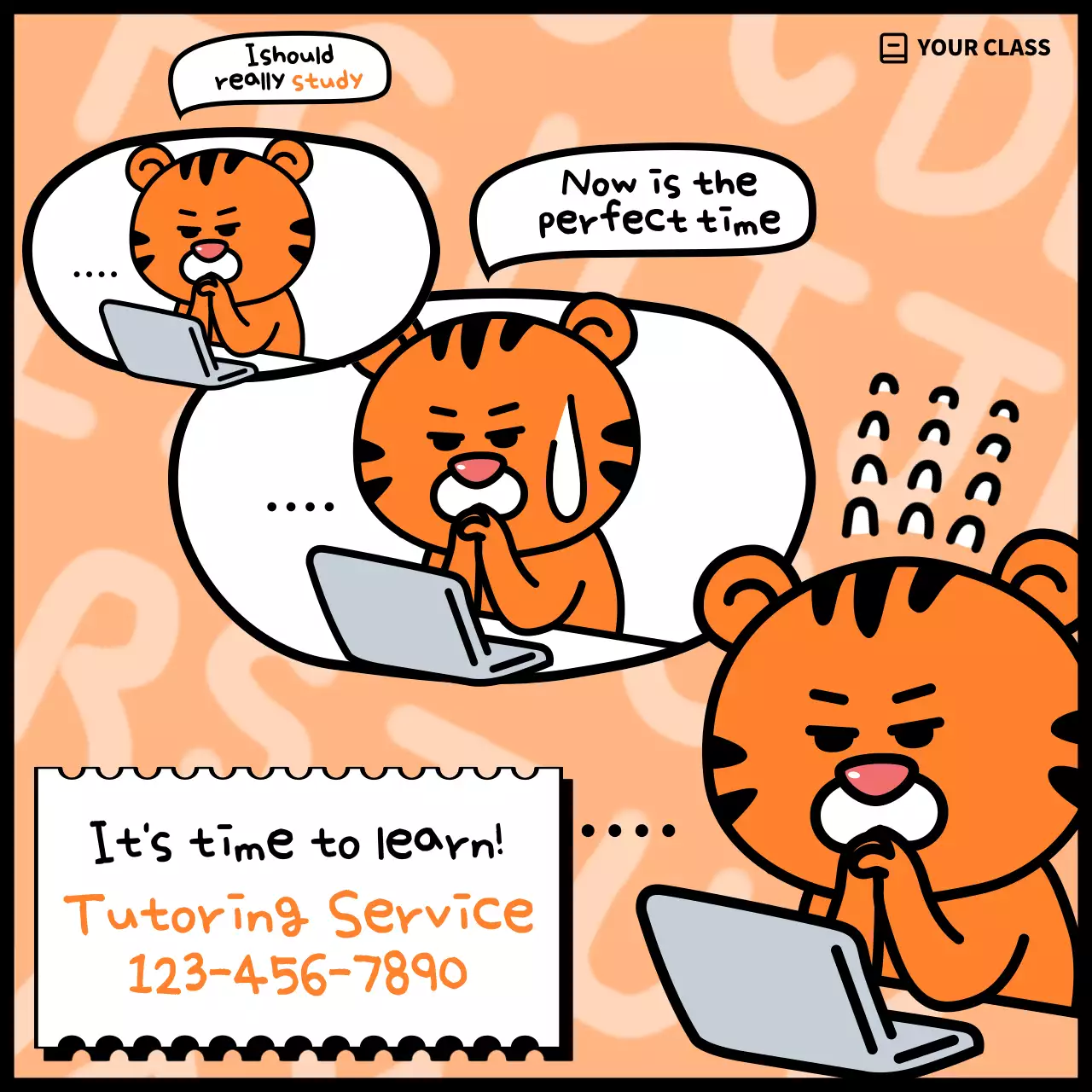 Orange Comic Tutoring Advertisement Social Media Post
