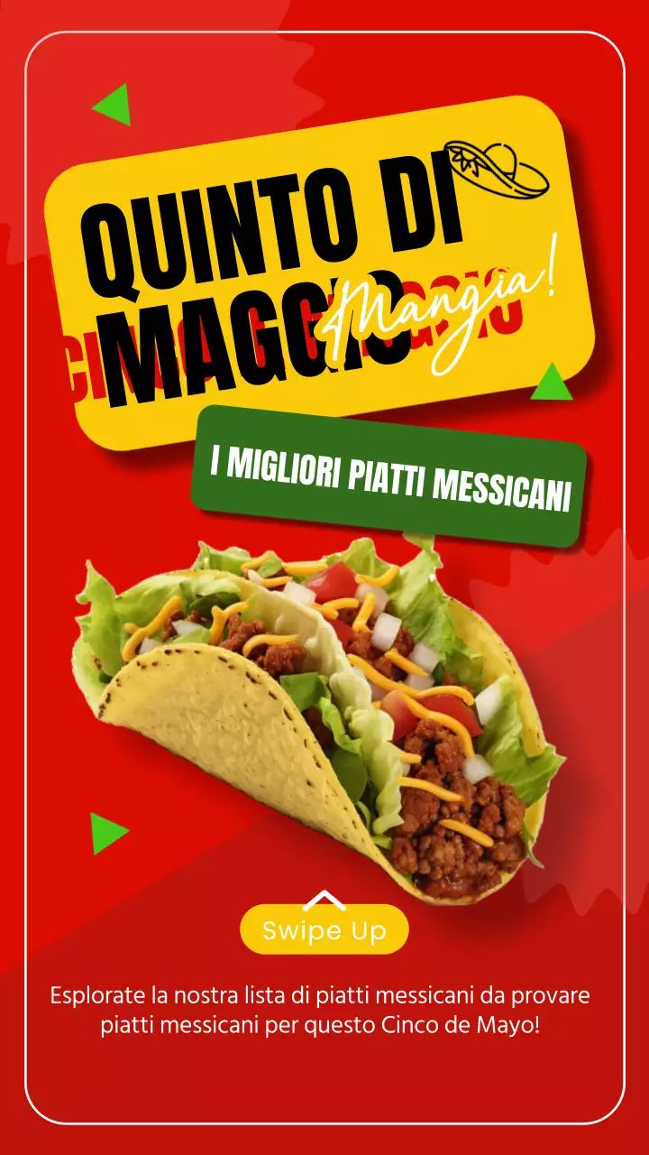 Pubblicità del Cinco de Mayo in grassetto rosso e giallo