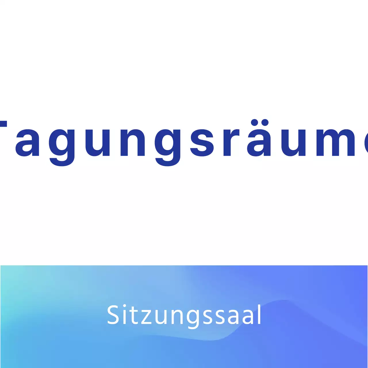 Leitfaden für Tagungsräume mit blauem Farbverlauf