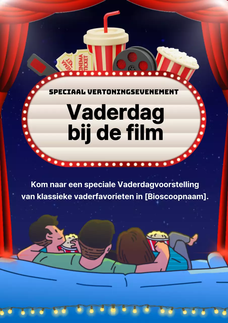 Blauw en rood Retro Vaderdag Filmpje Publiciteit