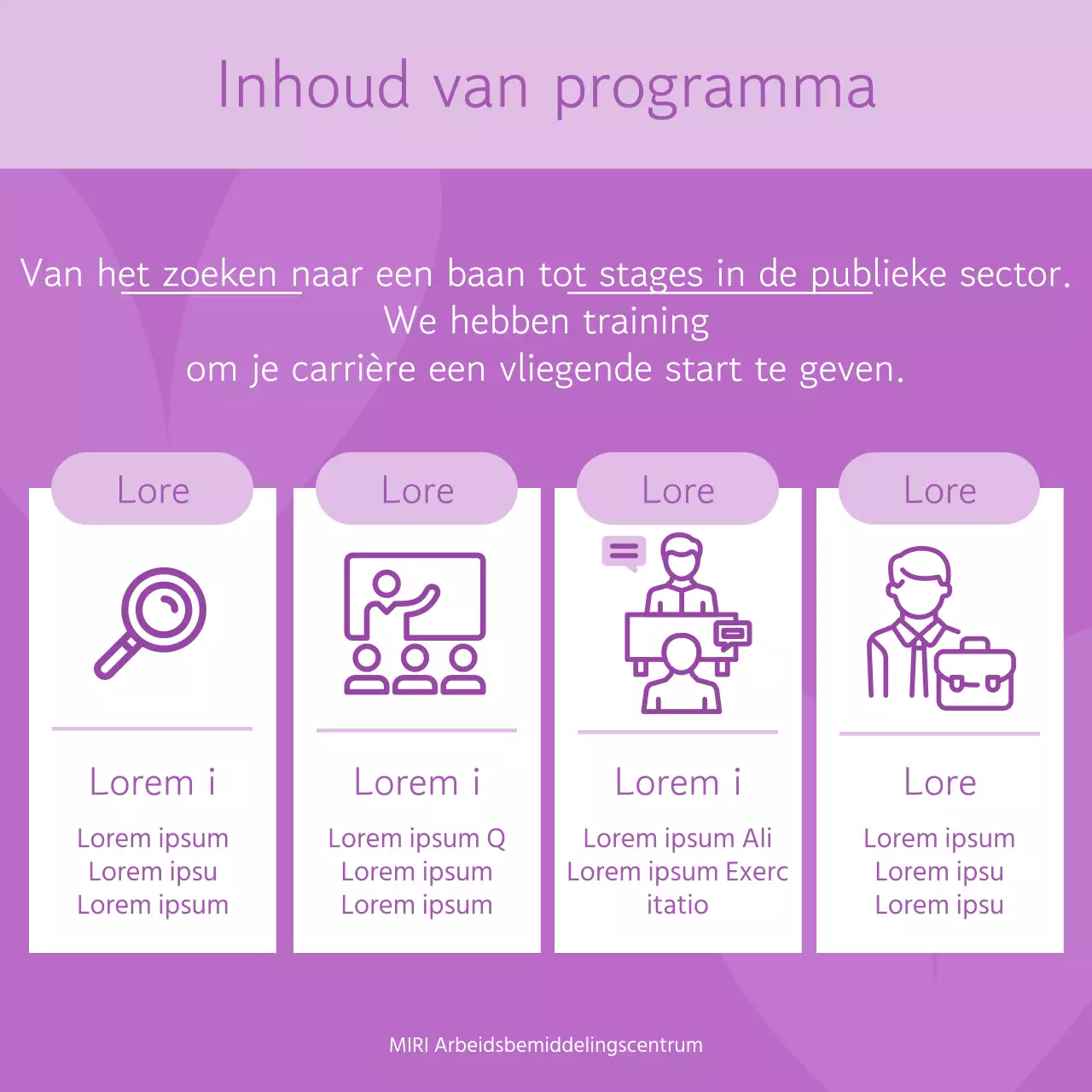 Een eenvoudig paars en mauve voorstel voor een carrièresprongprogramma voor vrouwen