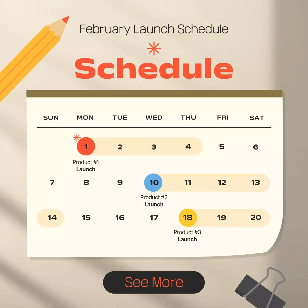 Beige Modern Launch Schedule Instagram Post