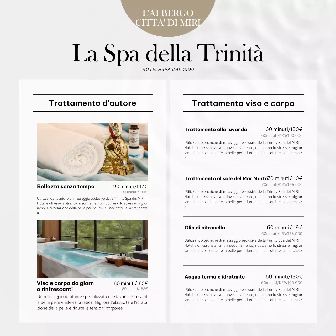 Promuovere i prezzi delle spa di lusso in grigio e bianco