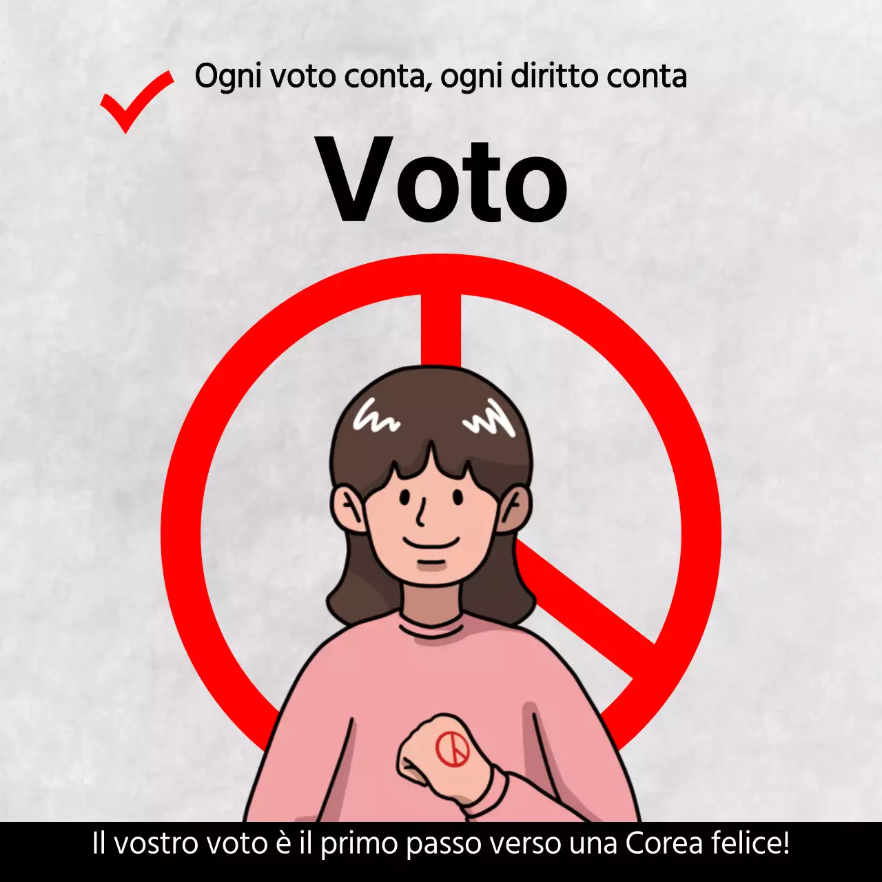 Una promozione elettorale minimalista in rosso e nero