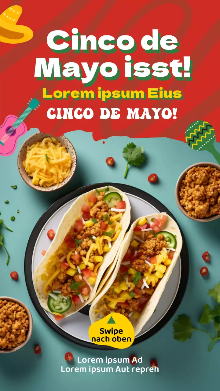 Rot und Blau Trendy Cinco de Mayo Eats Werbung