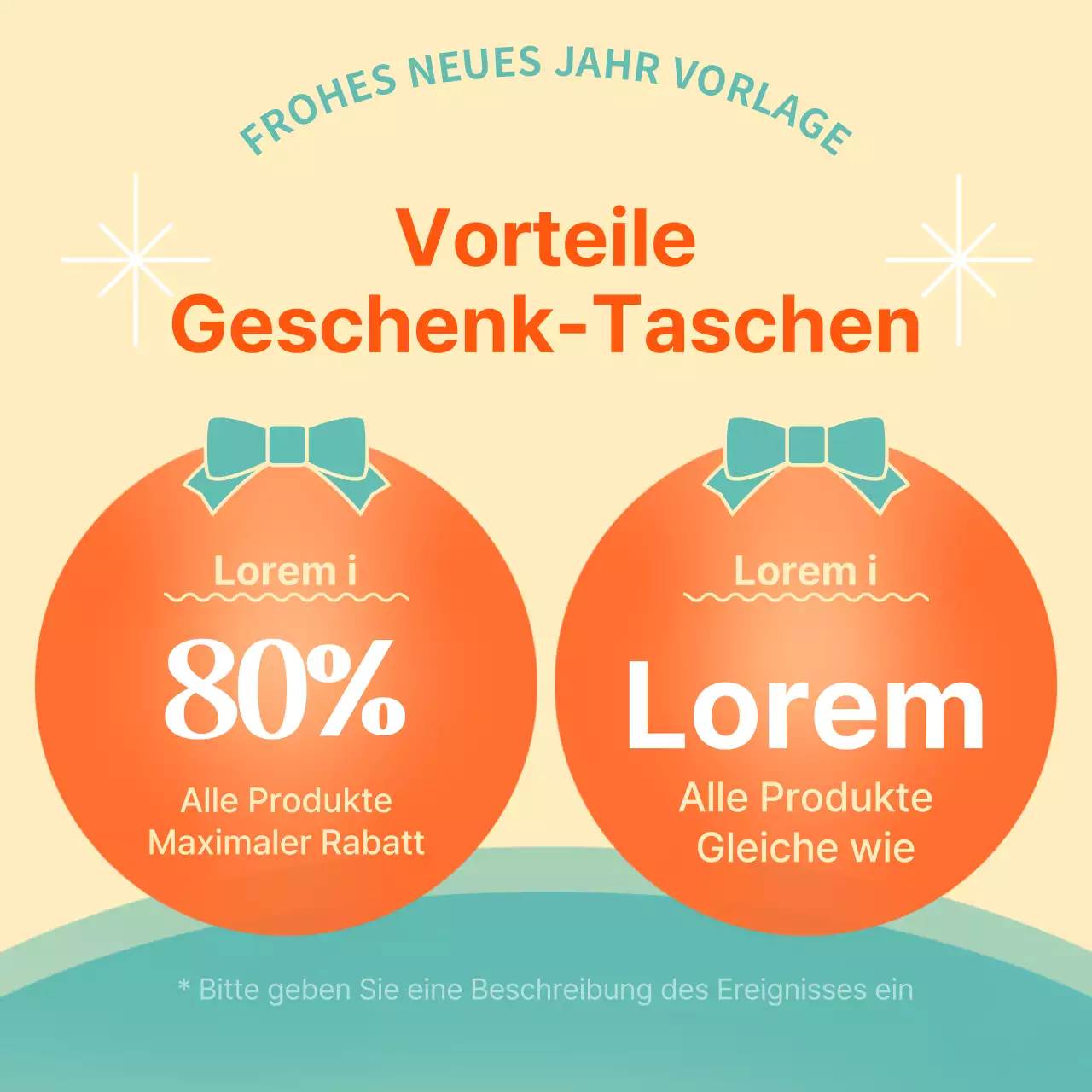 Werben Sie für eine orientalische Urlaubsvorlage in Orange und Minze