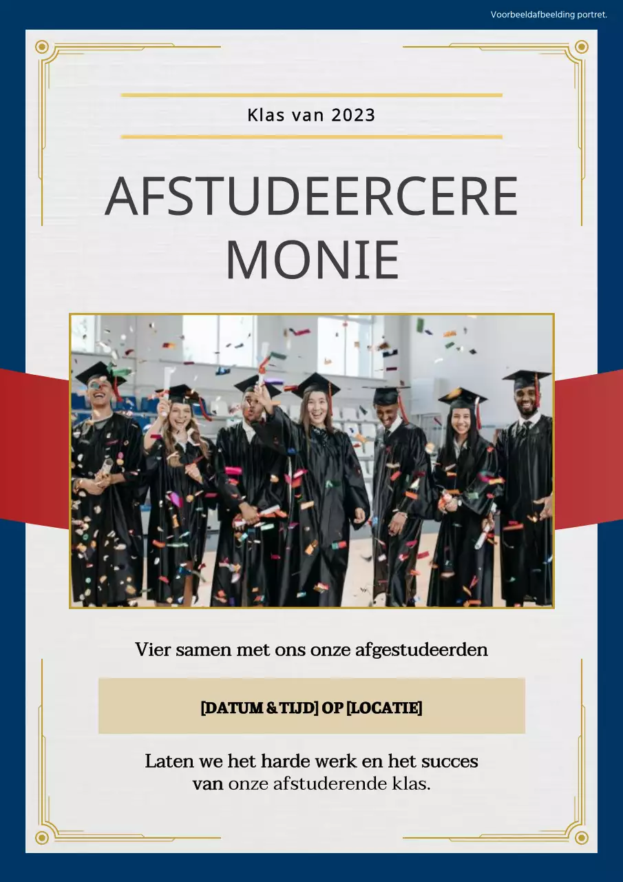 Witte en blauwe klassieke uitnodiging voor afstudeerceremonie