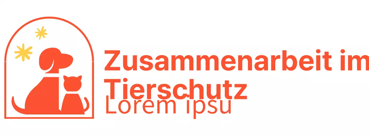 Die Humane Society mit einem niedlich illustrierten Logo mit einem Hund und einer Katze in Rot