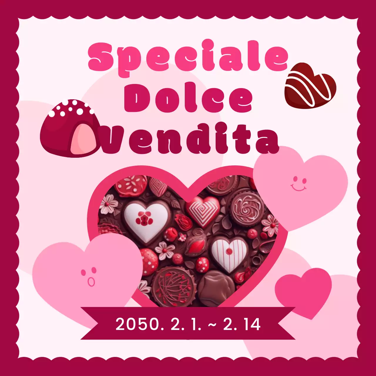 Un grazioso annuncio di San Valentino in rosa e azzurro