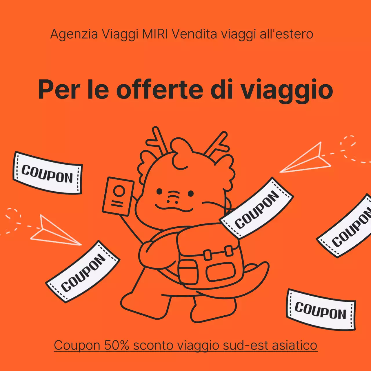 Pubblicità pop-art arancione e bianca per il Capodanno lunare