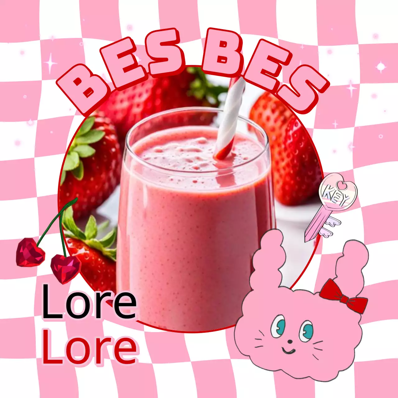 Promoot kitscherig café aardbeiensap in roze en rood