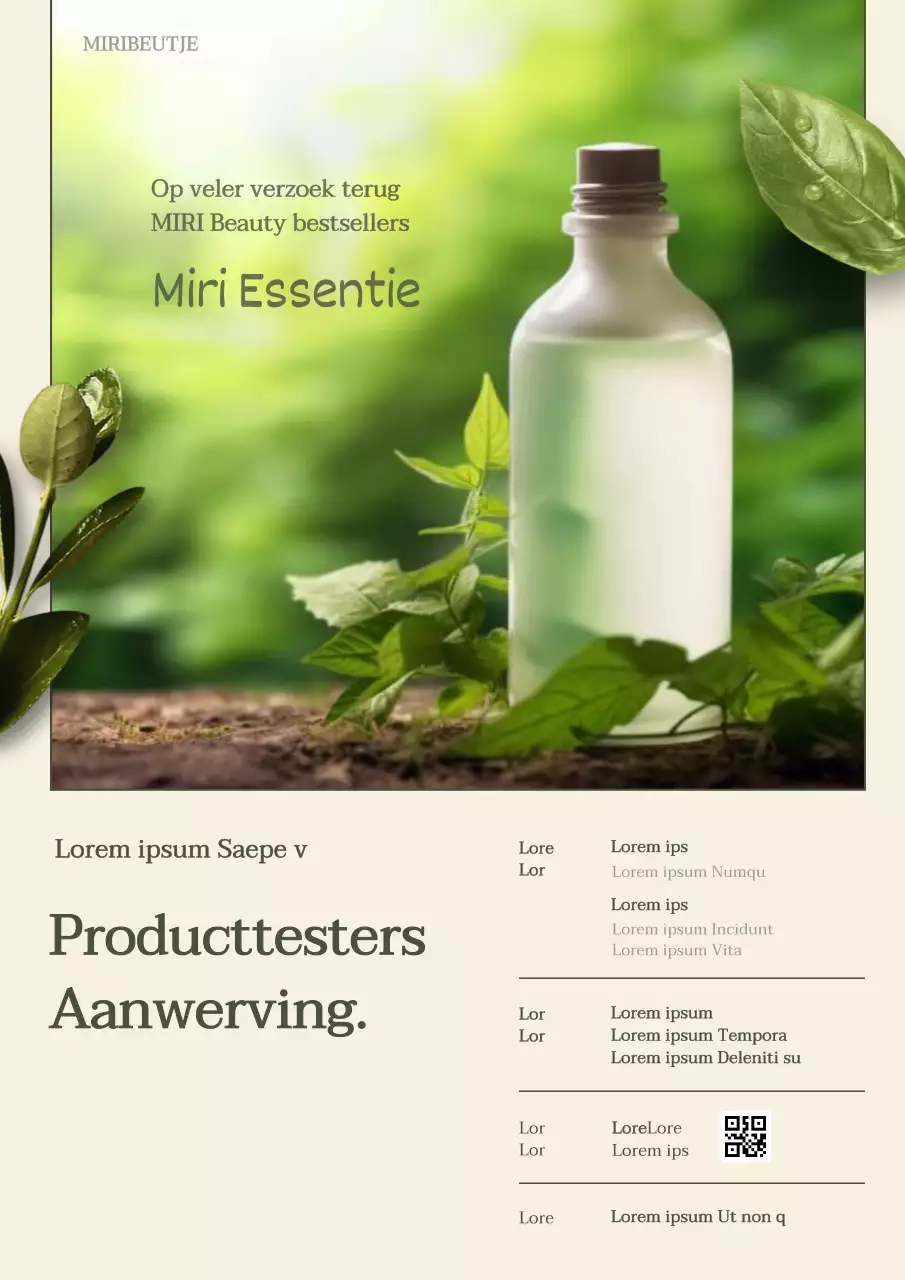 Groene en gele testers voor natuurlijke schoonheidsproducten gezocht