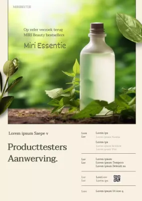 Groene en gele testers voor natuurlijke schoonheidsproducten gezocht