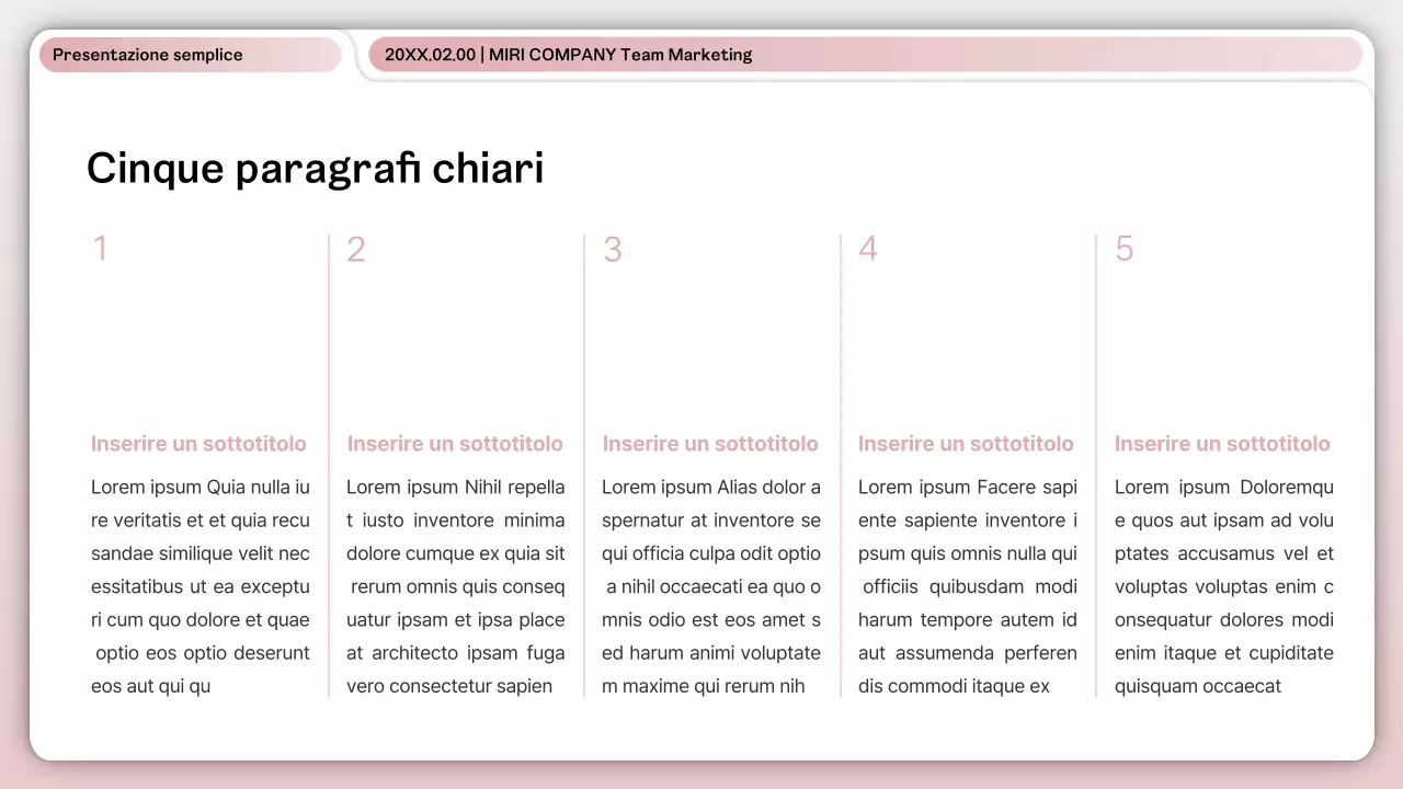 Un semplice brief di layout aziendale in bianco e rosa