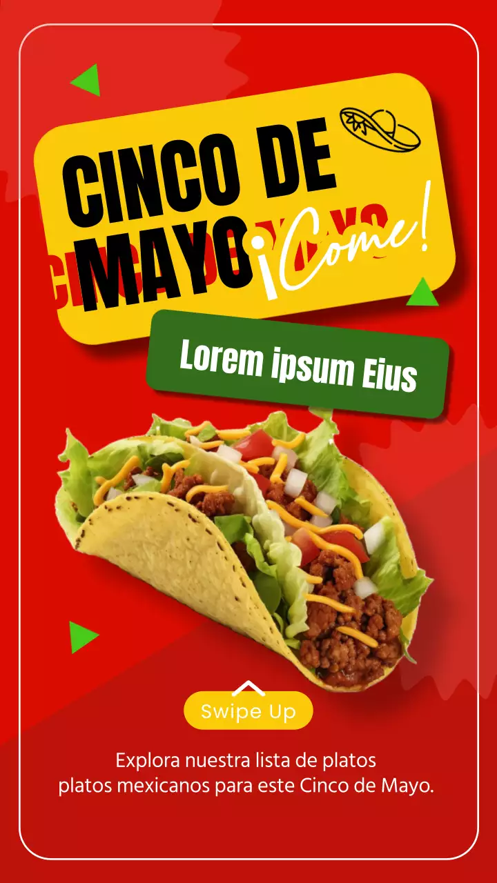 Publicidad Cinco de Mayo en rojo y amarillo